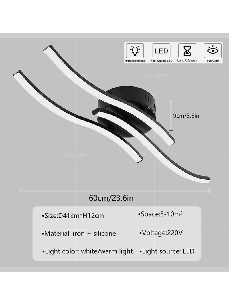 Description Picture 2 of itemModern LED Ceiling Light Long Wave Lamp Living Room Bedroom Study Corridor Aisle Entrance Balcony Home Decoration Lustre