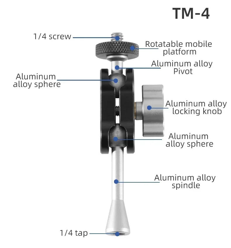 Description Picture 6 of itemMini Magic Arm Double Ball head 1/4 inch Screw for SLR Camera Tripod Camera Cage Rig LED Video Light Microphone Field Monitor