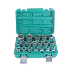 1/2” Hex Repair Tool Kit 12 Point Socket Wrench Hand Tools  8-32mm with Storage Box Lock Socket Torx Splined Bit Sockets Set