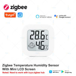 Tuya Zigbee3.0 Smart Home Temperature Humidity Sensor With LCD Digital Screen Works With Google Assistant , Need Tuya Zigbee Hub