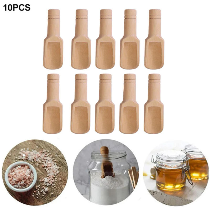 Description Picture 4 of item10pcs Wooden Small Little Mini Scoop Salt Sugar Coffee Spoon Teaspoon Small Salt Shovel Milk Powder Scoops Kitchen Cooking Tool