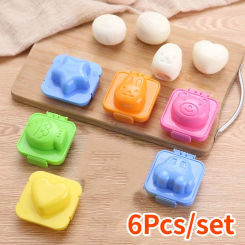 6Pcs/set Boil Egg Mold Egg Rice Mold Cartoon Sushi Tools Fish Car Heart Rabbit Shaper Bento Maker Kitchen Gadget Random Color