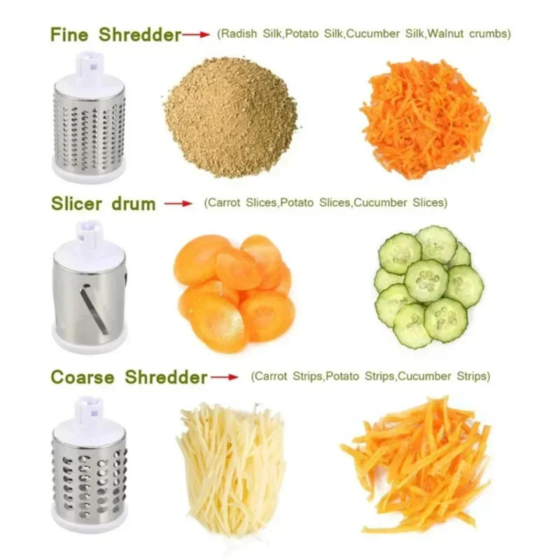 Description Picture 3 of itemVegetable Cutter & Slicer Manual Kitchen Cheese Chopper Machine With 3 Sharp Drums Multifunctional Garlic Potato Shredder