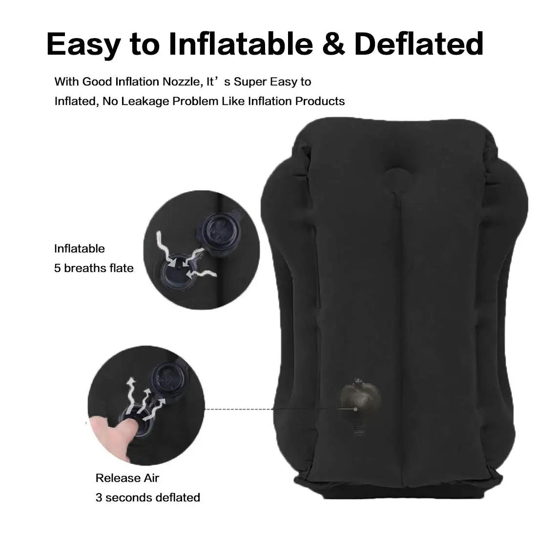 Description Picture 5 of itemInflatable Travel Pillow for Airplane, Neck Air Pillow for Sleeping, Avoid Neck and Shoulder Pain, Support Head and Lumbar