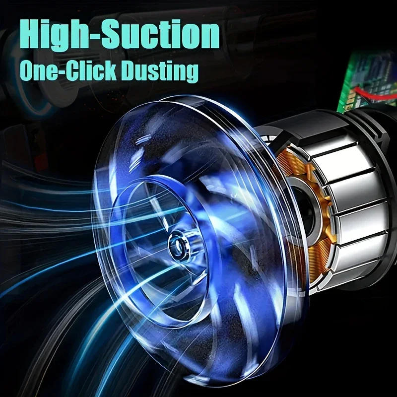 Description Picture 4 of item120w Wireless Mini New Car Vacuum Cleaner 9000pa High-power Car Home Dual-use Handheld Dust Blower Small Pet Hair Dryer 2024