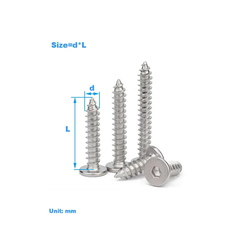 Description Picture 2 of item304 Stainless Steel Flat Head Hexagonal Self Tapping Screws/Ultra-Thin Head Bolts/Round Head Self Tapping Screws