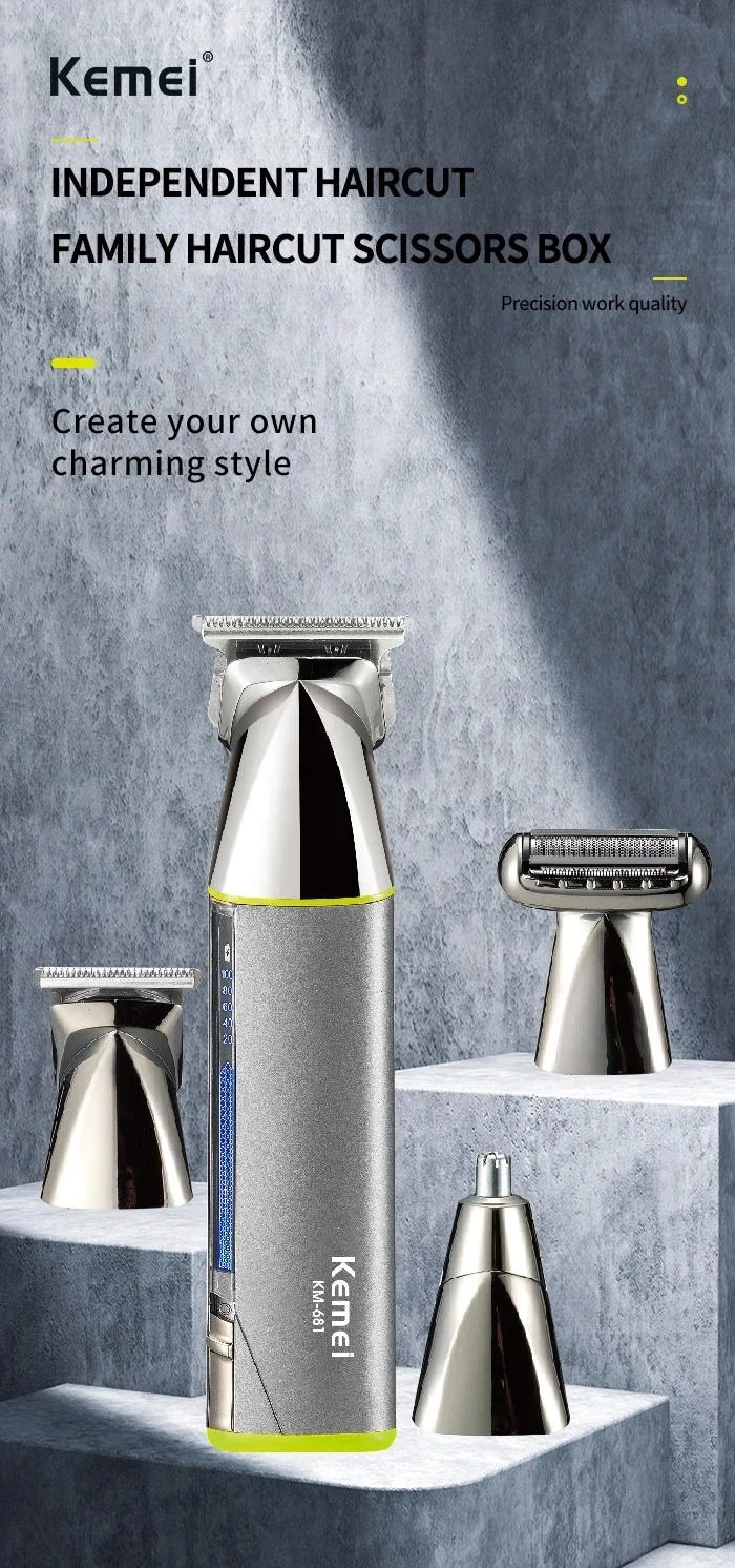 Description Picture 2 of itemKemei All In One Beard Hair Trimmer For Men Adjustable Clipper Electric Shaver Body Groomer Facial Nose Ear trimer rechargeable