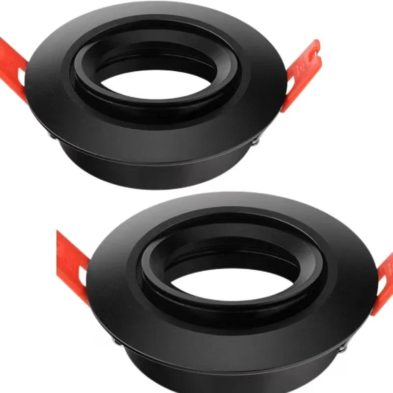 Description Picture 2 of item2pcs Aluminum Black Round Style Down Light Fixture Embed GU10 MR16 Front Knob Design Spot Light Housing Frame for Home Decor