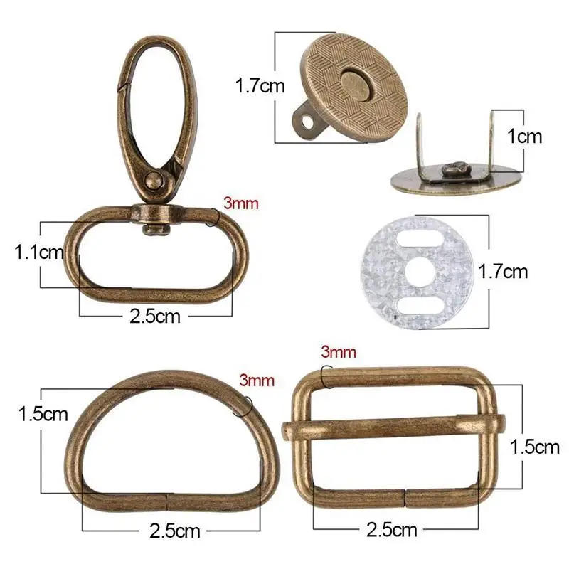 Description Picture 2 of item25/40/56PC Set Adjuster Buckle Belt Key Chain Slide Buckle Middle Center Bar For Bag Strap Belt Webbing And Leather Strap Making