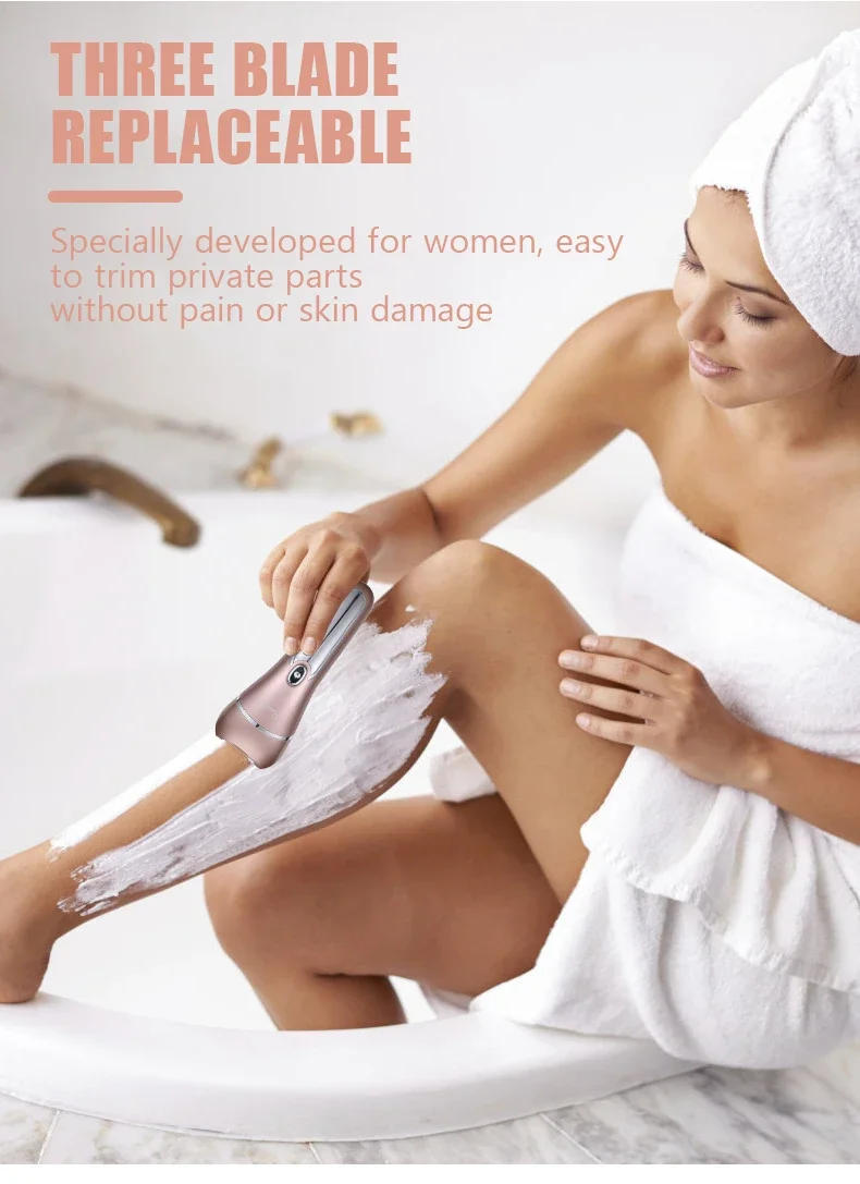 Description Picture 4 of item3 in 1 Epilator Electric Shaver for Women Lady with Detachable Head Hair Remover Penetration USB for Face Leg Bikini Trimmer