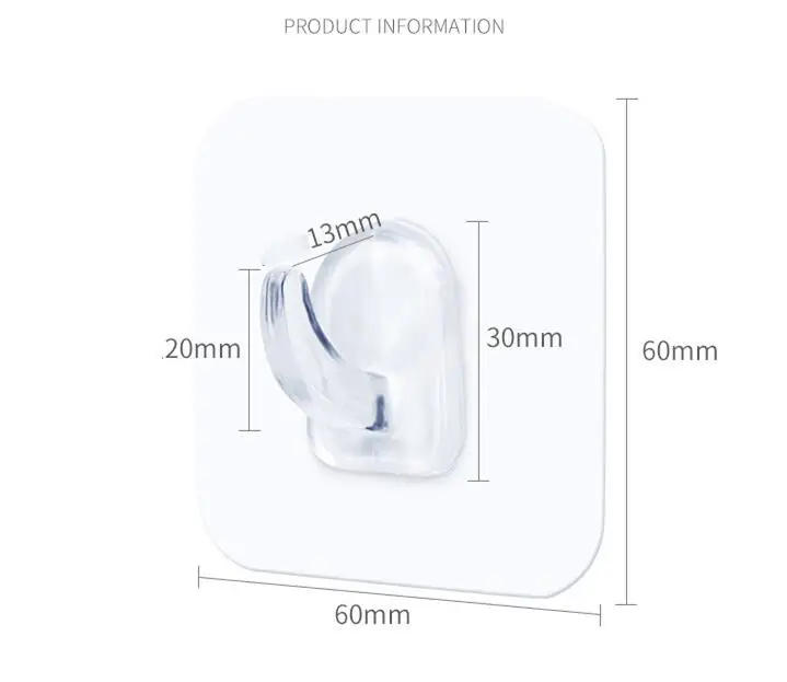 Description Picture 3 of item5/10/PCS Super Glue Hook Transparent Strong Self Adhesive Key Towel Door Wall Hanger For Hanging Kitchen Bathroom Accessories