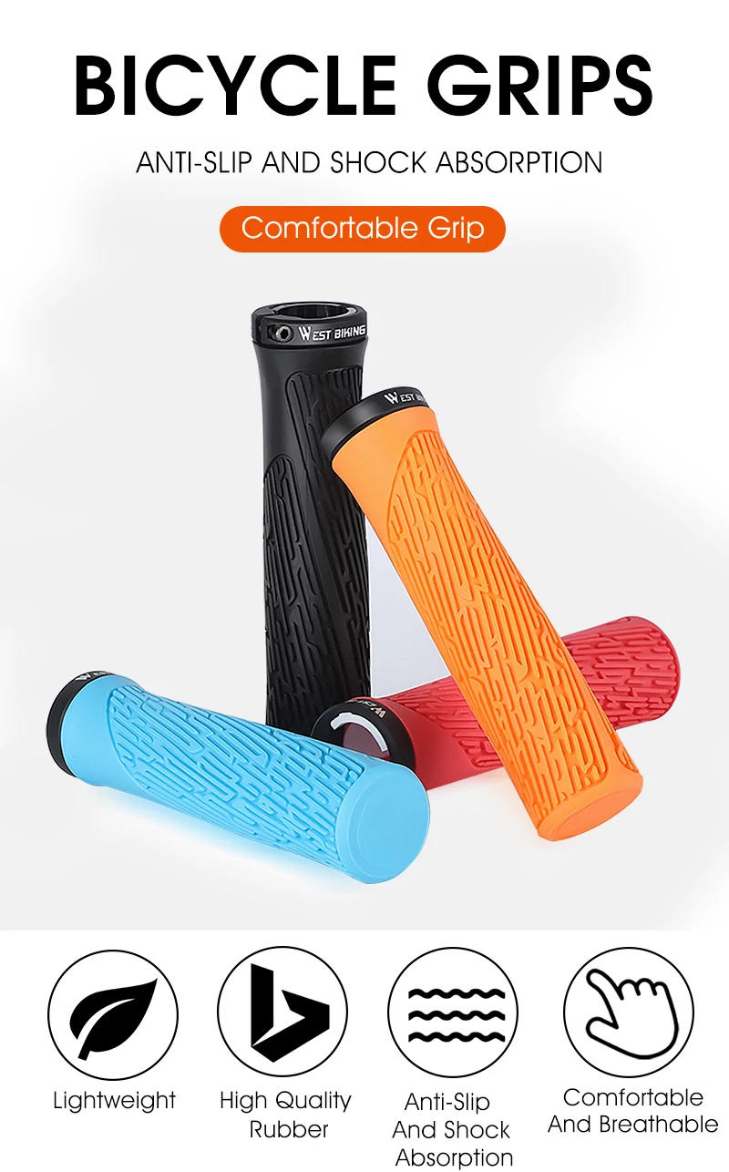 Description Picture 2 of itemWEST BIKING Bicycle Handle Bar Grips MTB Bike Handlebar Cover Plug Rubber Non-slip Shock Absorption Grips Cycling Accessories