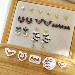 Halloween Horror Theme Bat Series/5 Piece Set/Polymer Clay Cutting Mold for DIY Earrings Jewelry Making