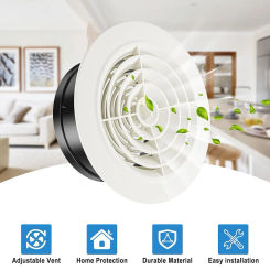1pc 75-200mm Round  Adjustable Wall Interior Vent ABS  Ventilation Grille Vent Cover Duct Vents Round  Louvered Vents