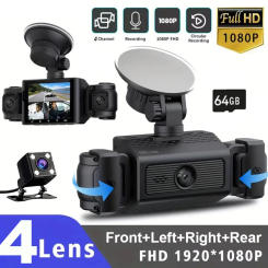 4 channel Dashcam 360° Black Box Video Recorder for Car DVR Front Rear View Recording Camera Night Vision 24H Parking Monitor