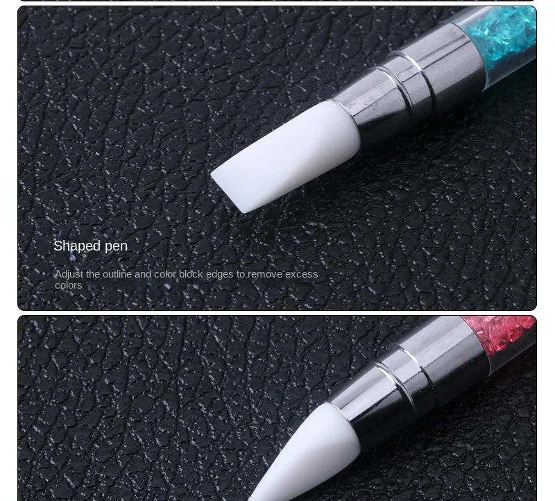 Description Picture 5 of item1 Pcs Dual-Ended Silicone Head Carving Dotting Pen Nail Art Brushes Rhinestone Crystal Handle Tool For DIY Gel Manicure Tools