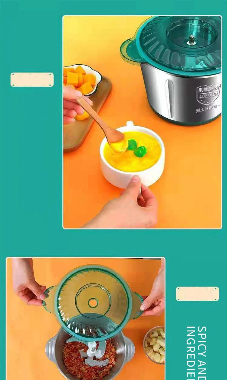 Description Picture 4 of itemElectric Meat Grinder Stainless Steel Food Processor Chopper Kitchen Utensils Vegetable and Fruit Chopper Household Grinder
