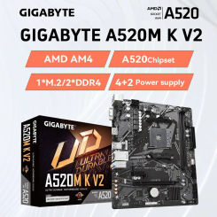 GIGABYTE A520M K V2 Motherboard AMD AM4 For Ryzen 3/4/5 Series CPU DDR4 64GB PCI-E 3.0 16X SATA3.0 M.2 VGA, Realtek®GbE