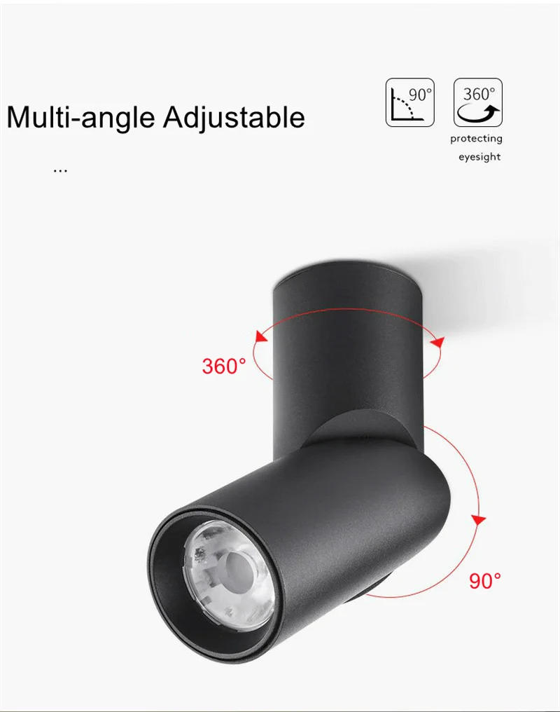 Description Picture 5 of item20W Rotating LED Downlights Spot Lights Adjustable Surface Mounted Ceiling Lamps Simpe Home Decor Spotlights Fixture AC85-265V