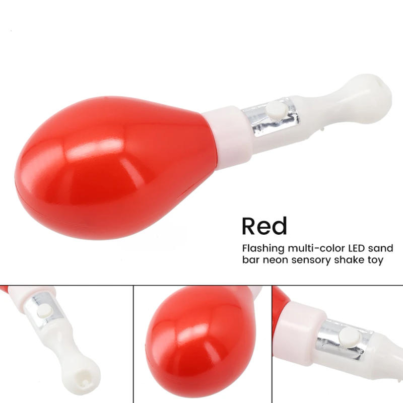 Description Picture 3 of itemMulti Color LED Maracas Flashing Light Lamp Sensory Glowing Sand Hammer Toys Music Learning Instruments For Concerts Parties