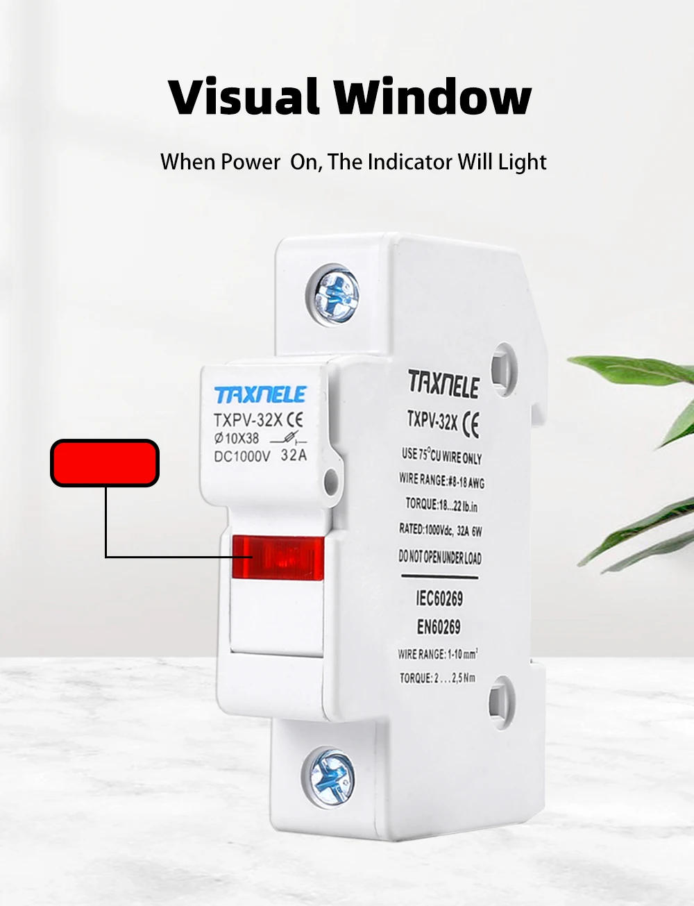 Description Picture 5 of item1P DC Fuse Holders Solar PV 10*38mm 1000V Photovoltaic System Protection Short Circuit Protector gpV