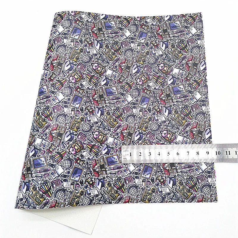 Description Picture 5 of itemSchool Bags Books Custom Synthetic Leather Sheets Smooth Glitter Leather Flowers Printed Faux Leather For Bows DIY 21x29CM Q1240