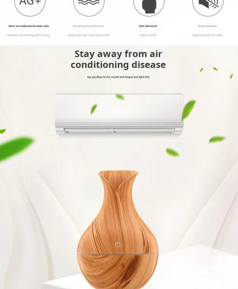Description Picture 3 of itemMini Portable Ultrasonic Humidifier Wood Grain Design for Desktop Bedroom Student Office Quiet Home Car Use New Model