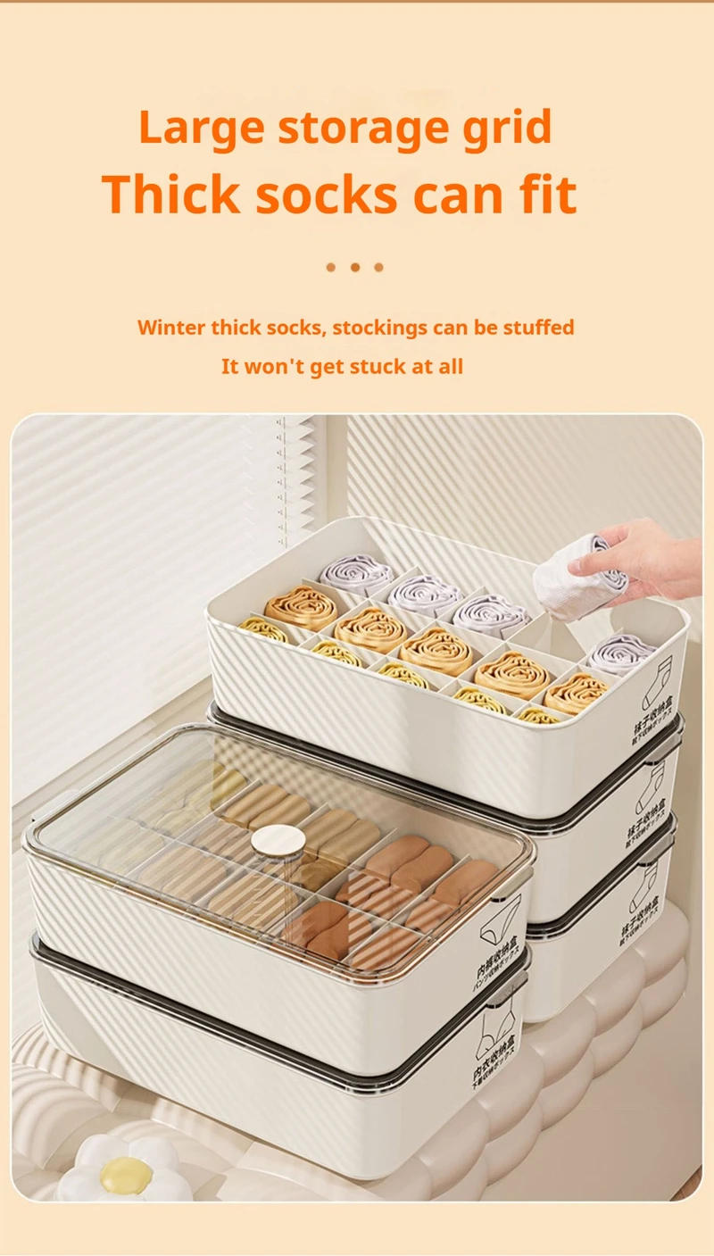 Description Picture 5 of itemUnderwear Storage Box Plastic Organizer with Lid Cabinets Drawer Socks Bra Organizer Closet Clothes Storage Organizers