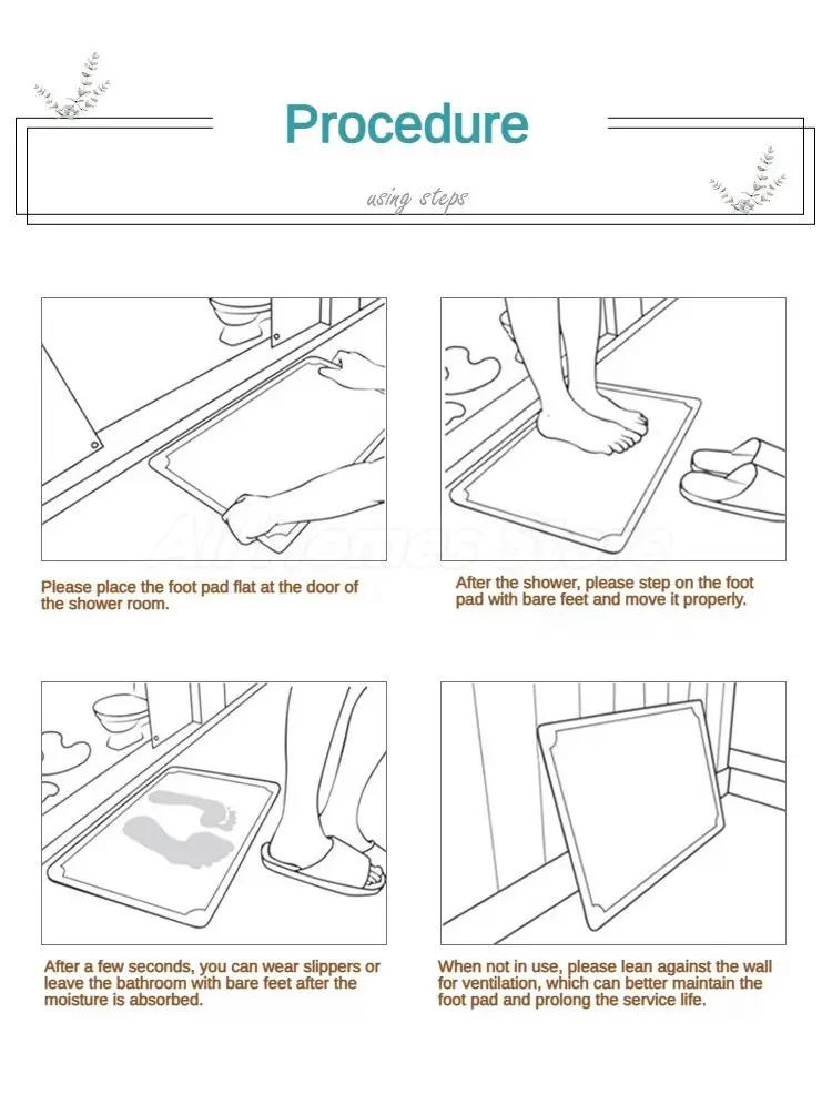 Description Picture 4 of itemStone Bath Mat for Bathroom Stone Shower Mat Diatomaceous Earth Mat Non-Slip Super Absorbent Quick Drying Mats Diatomaceous Mats