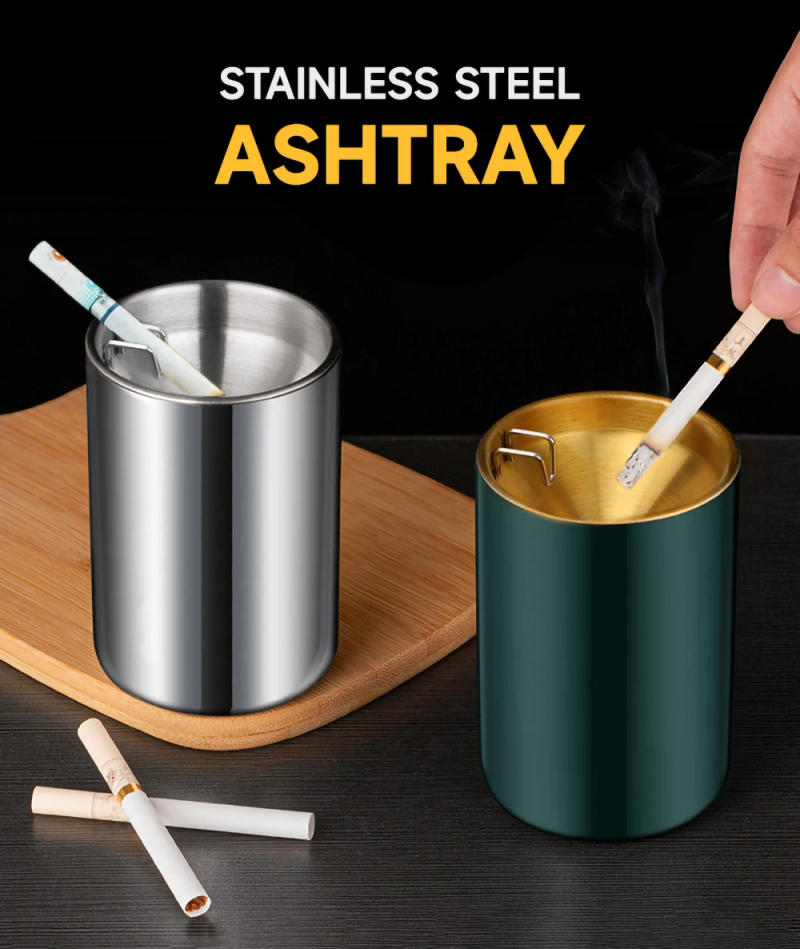 Description Picture 2 of itemFunnel Ashtray Windproof Easy to Separate Clean Stainless Steel Ashtray with Cigarette Holder Smoking Accessories
