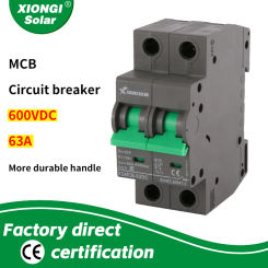XIONGISOLAR  2P Din Rail DC 600V Solar Switch Mini Circuit Breaker 63A-DC MCB for PV System