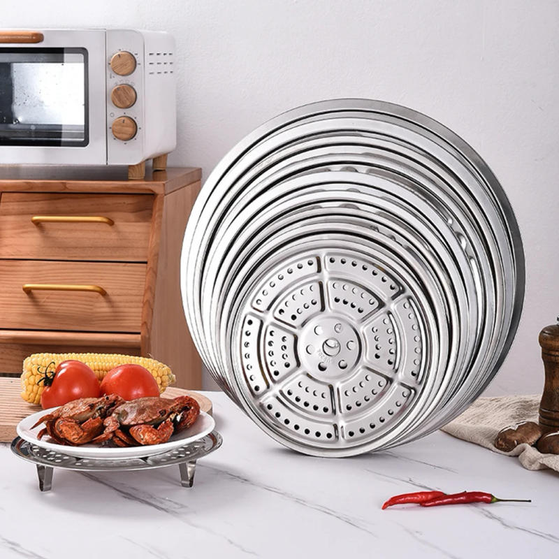 Description Picture 3 of item1pcs 15-39cm Stainless Steel Steamer Tray Round Steamer Rack Steaming Plate Pot Steaming Tray Stand Kitchen Accessories