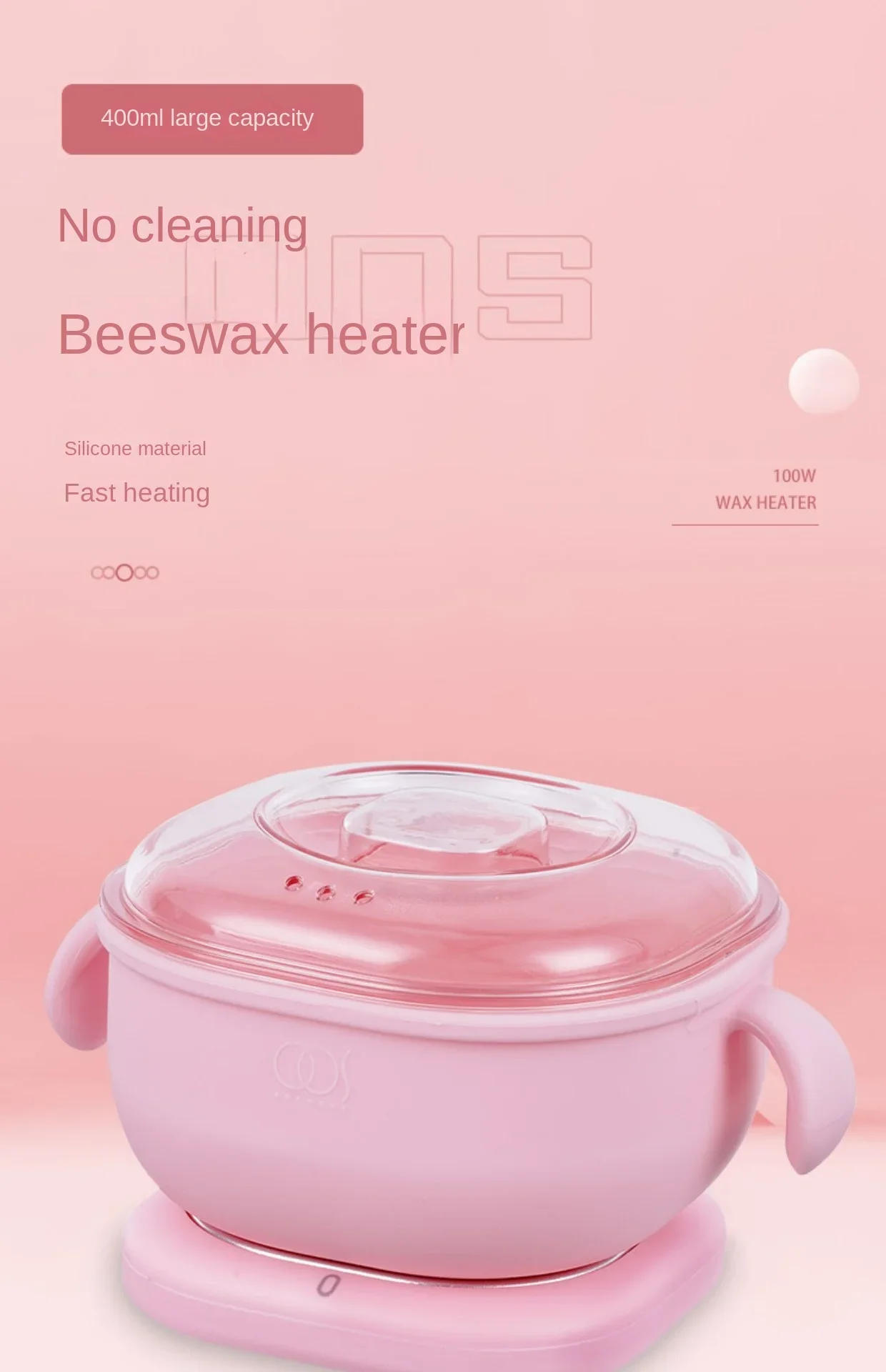 Description Picture 2 of item220V Multi-functional Wax Melting Machine with Foldable Silicone Bowl, Portable Hair Removal Wax Heater with Non-Stick Pot