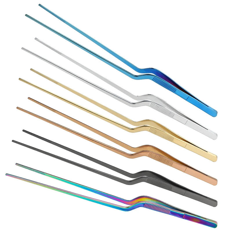 Description Picture 2 of itemColorful 6/8/12-Inch Kitchen Tongs, Stainless Steel Culinary Precision Tweezer BBQ Tongs - Food Styling Baking Decor