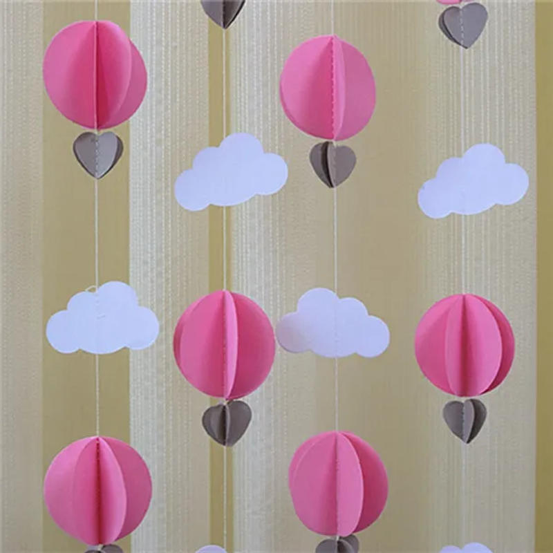 Description Picture 5 of item3D Clouds Love Hot Air Balloon Paper String Garland Banner Wall Background Hanging for Birthday Baby Shower Wedding Party Decor