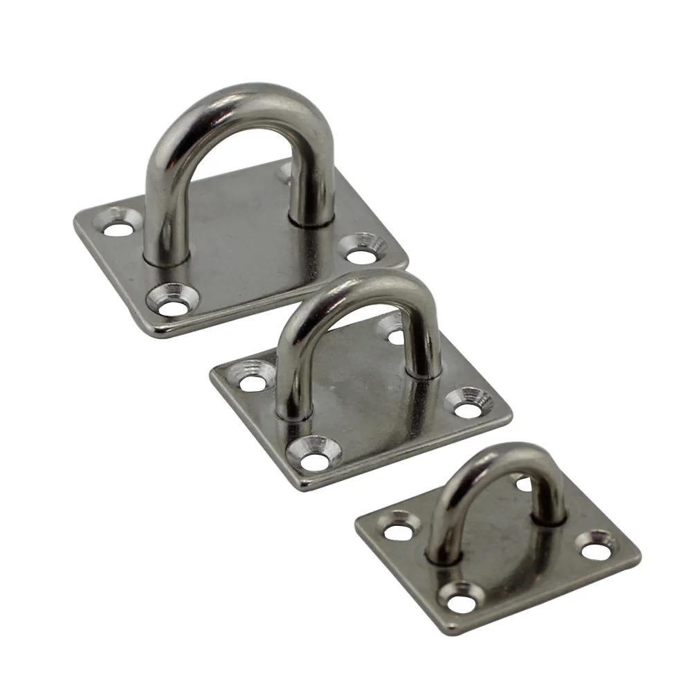 Description Picture 6 of item1Pc 5/6/8mm 316 Stainless Steel Square Pad Eye Plate Shade Ring Loop Hook Wall Mount Sail Boat Kayak Yacht Sunshades Accessories