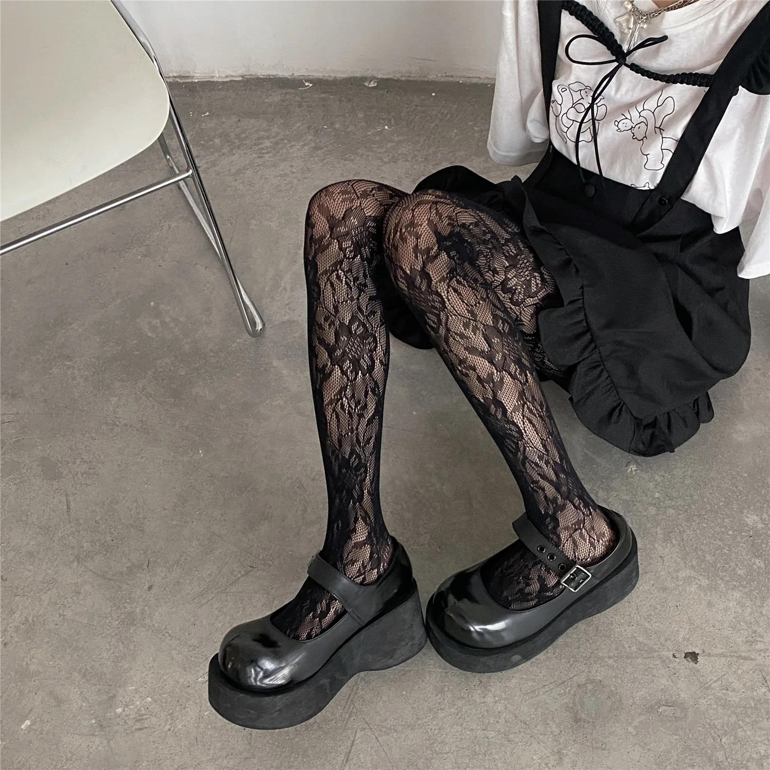 Description Picture 2 of itemBlue Women Lingerie Hosiery Body Stockings Pantyhose Tights Sexy Women Pantyhose Hollow Out Fishnet Thigh High Stockings Tights