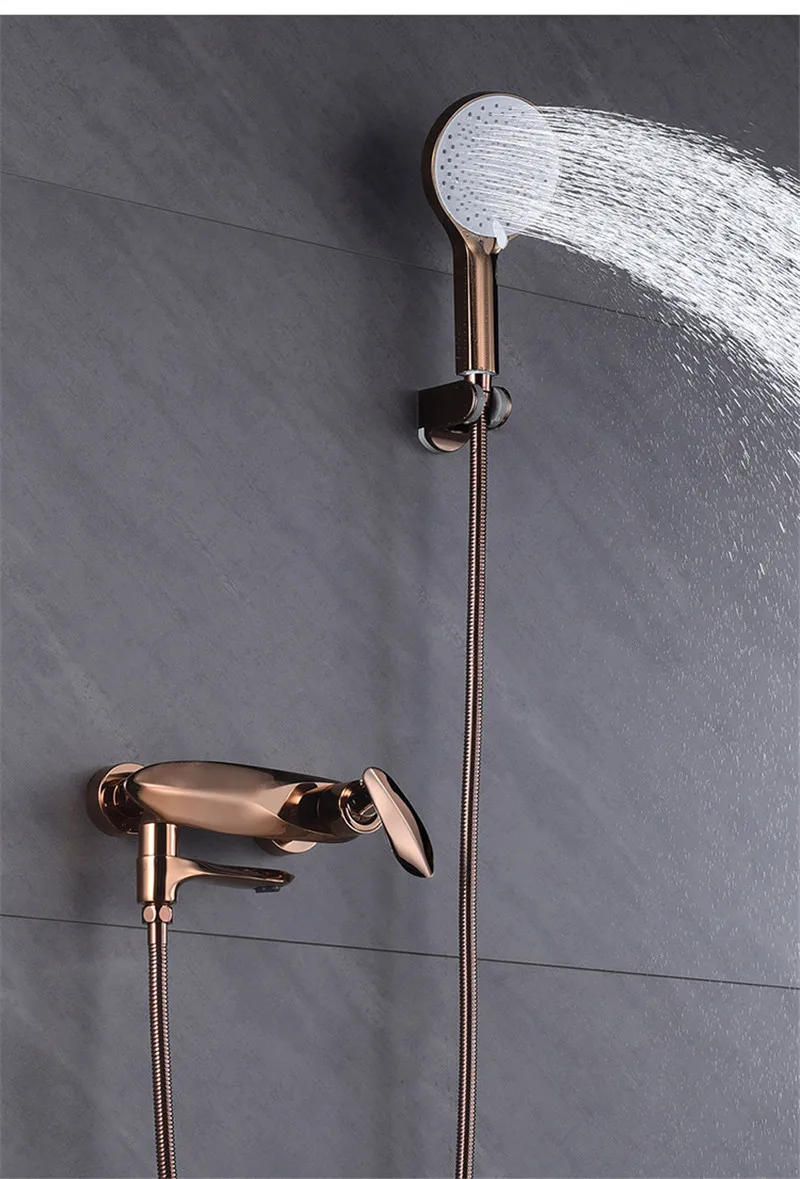 Description Picture 6 of itemTuqiu Gold Bathtub Shower Set Hot and Cold Rose Gold Bathroom Shower Faucet Gray Bathroom Waterfall Bath & Shower Faucet Brass