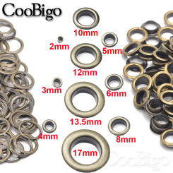 100 Sets Metal Eyelet Grommet Ring Kit for Garment Canvas Sewing Accessories Bronze 2mm 3mm 4mm 5mm 6mm 8mm 10mm 12mm 14mm 17mm