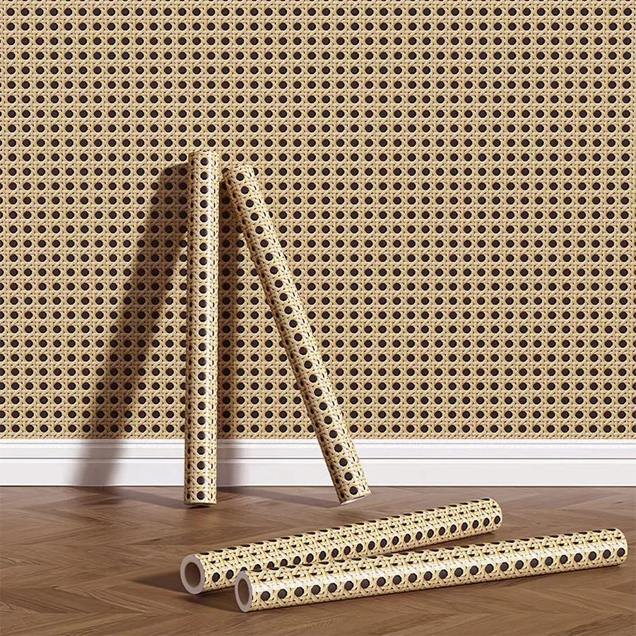 Description Picture 2 of itemRattan Pattern Honeycomb Lattice Self-adhesive Entrance Hall Waterproof Mildew-proof Wallpaper Chinese Style Homestay Decoration