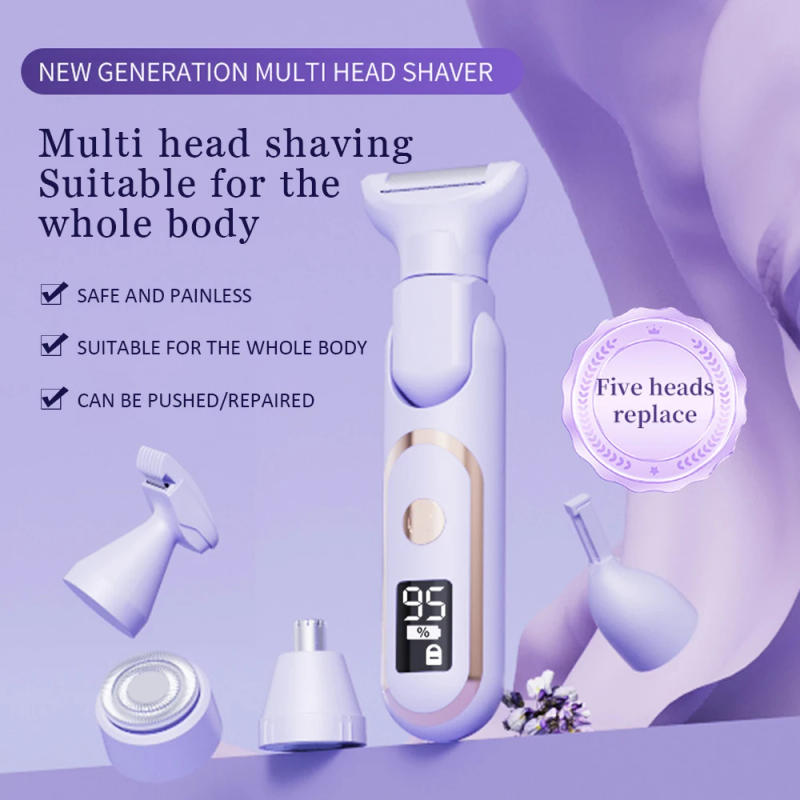 Description Picture 3 of item5 in 1 Electric Razor for Women Shaver Painless Lady Shaver Body Hair Trimmer for Armpit Bikini Arm Leg Face Mustache Portable