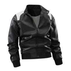 Boys US Size Baseball Jacket PU Leather Layered Long Sleeve Male Faux Leather Black Coat Plus Size Men Zipper Bomber Jackets 4xl