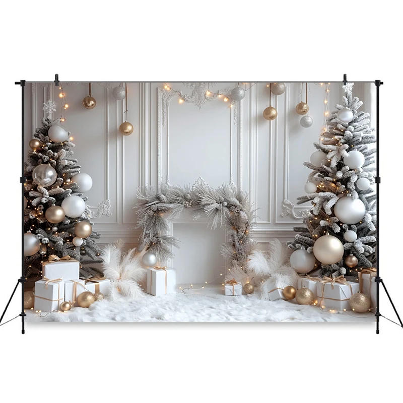 Description Picture 2 of itemChristmas Tree Background For Photography Home White Fireplace Backdrop Shooting Adult Wedding Decoration Photozone Photo Studio