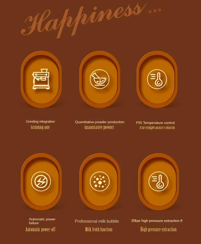 Description Picture 4 of itemNew Espresso Coffee Machine Espresso Maker 20bar Pump Pressure with Grinder Steam Milk Frother Semi-Automatic Coffee Maker