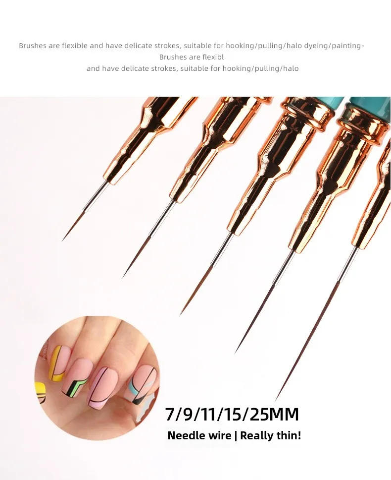 Description Picture 6 of itemNew 5pcs Rhombus Fine Liner Brush Nail Art Striping Brushes Thin Line Nail Brush Detail Painting Pen Gel Nail Painting Tools