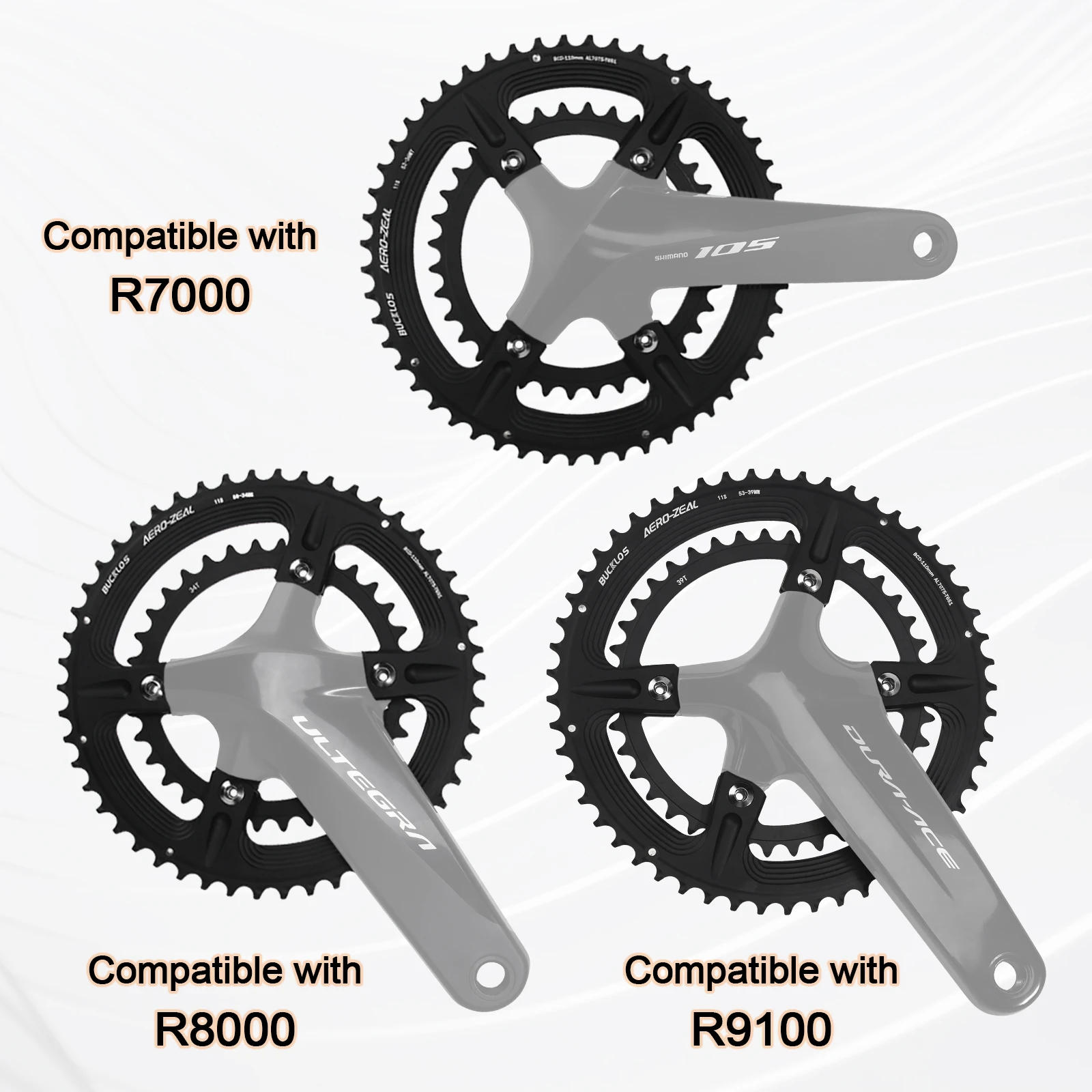 Description Picture 4 of itemBUCKLOS Road Bike 110BCD Chainwheel 34/36/39/50/52/53T Double Bike Sprocket Crown Bicycle Chainring for R7000 R8000 R9000