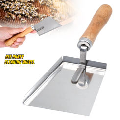 Beekeeping Shovel Bee Honey Cleaning Stainless Steel Honey Scraper Cleaner Tools For Beekeeper Supplies Wooden Handle