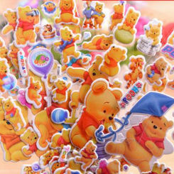 1/612 Sheets/Pack 3D Cartoon Winnie the Pooh Scrapbooking Bubble PVC DIY Sticker Toys Party sticker Girls Boys Kids Gift