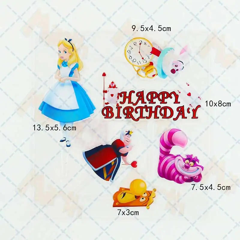 Description Picture 6 of itemAlice in Wonderland Acrylic Cake Topper Birthday Party Decor Baby Shower DIY Baking Cupcake Decoration Girl Wedding Home Gift