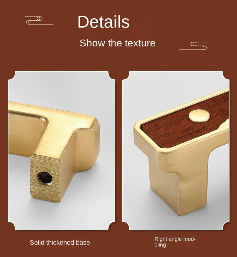 Description Picture 4 of itemNew Chinese Style Cabinet Door Handle Modern and Simple Gold Wardrobe Handle Cabinet Drawer Shoe Cabinet Wood Grain Handle